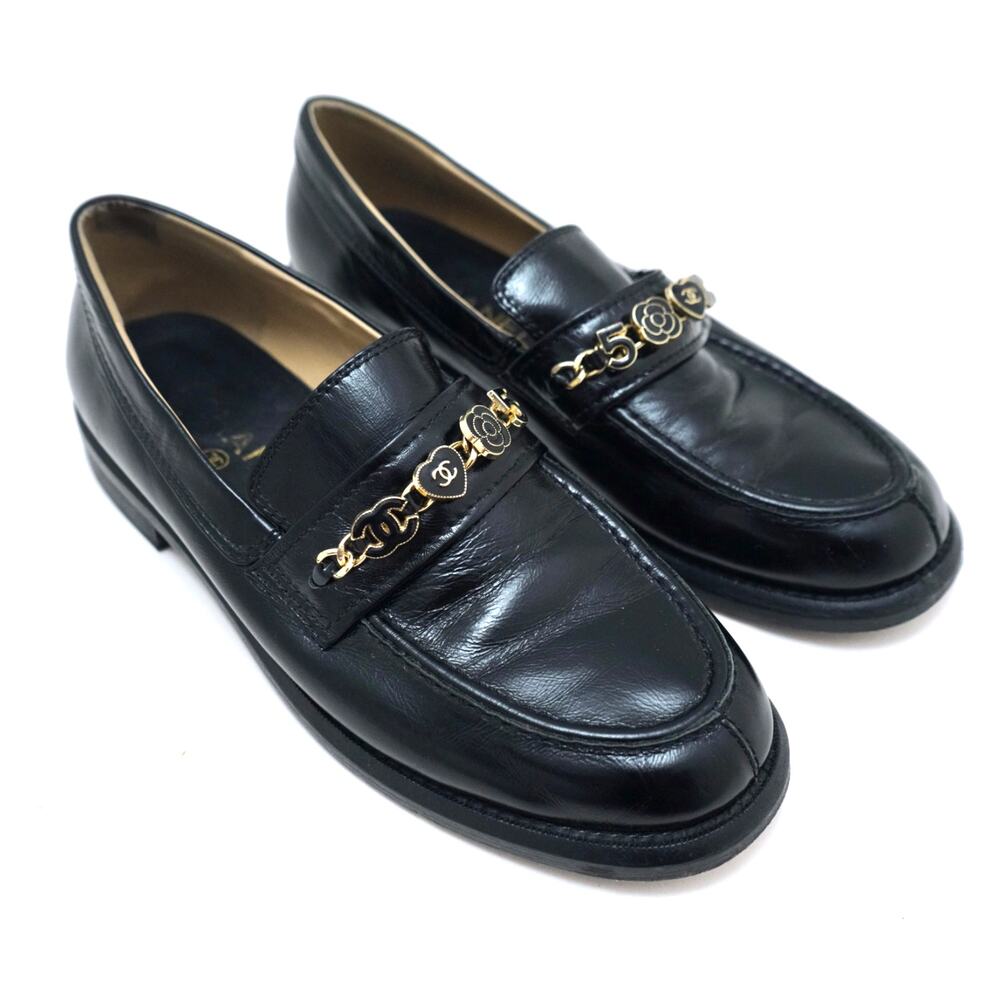 Chanel Penny Loafers Moccasins Charms Black Womens 41C - Picture 3 of 11